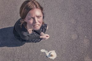 Woman dropped an ice cream cone